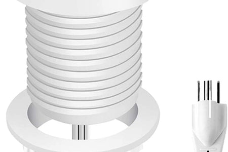 Desktop Power Grommet,Desk Grommet Outlet 2 Inch Hole,Power Grommet with USB, Easy Access to 1 Power Source along with 2 USB Power Port Connections(White)