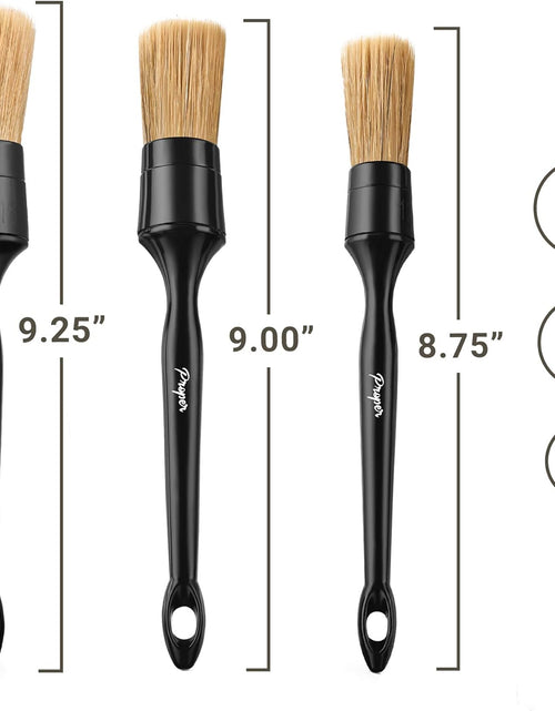 Load image into Gallery viewer, Premium Car Detailing Brush Set - Professional 3 Pack Kit Detail Brushes with Soft Boars Hair Bristles for Auto Interior &amp; Exterior - for Cleaning Leather Seats, Air Vents, Wheels &amp; Emblems
