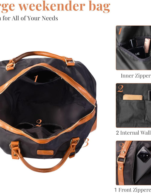 Load image into Gallery viewer, Duffle Bag Smooth Nylon Leather Weekender Overnight Travel Carry on Bag
