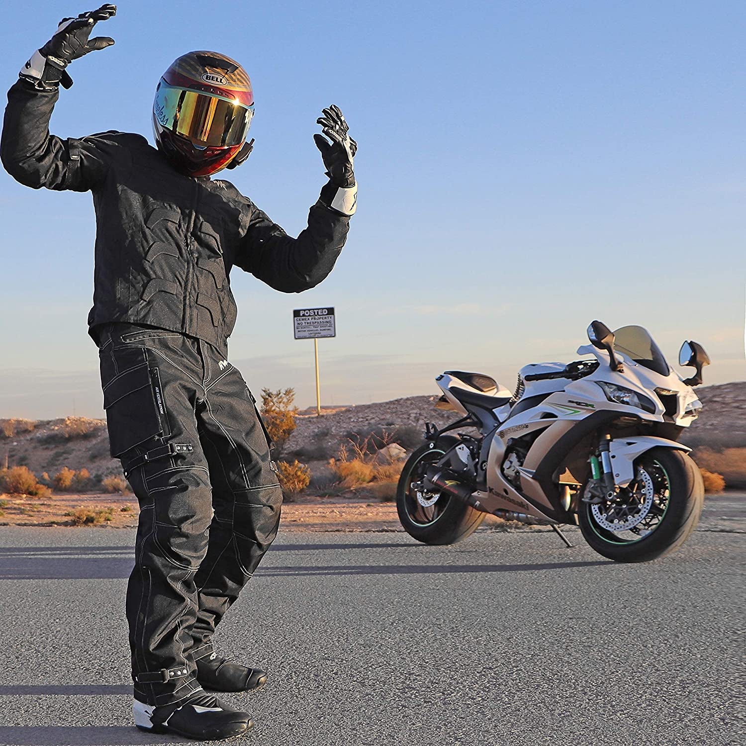 Textile Motorcycle Jacket for Men Dualsport Enduro Motorbike Biker Riding Jacket Breathable CE ARMORED WATERPROOF (Black, L)