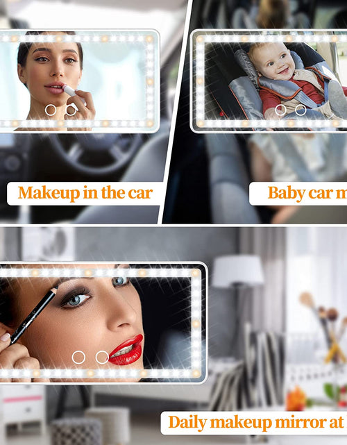 Load image into Gallery viewer, Car Sun Visor Vanity Mirror with Lights, Rechargeable Car Makeup Mirror Accessories, Birthday Gifts for Women Girl, 3 Light Modes, Dimmable Touch Led Screen, Universal for Car Truck
