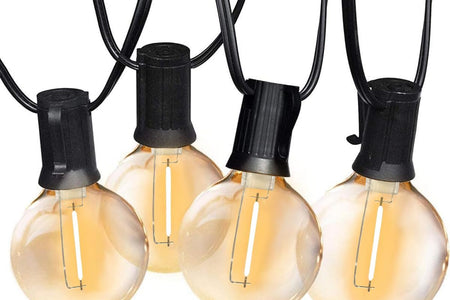 Globe Outdoor String Lights, 97FT Patio String Light with 49 G40 Clear Glass LED Bulbs(1 Spare), Waterproof Hanging Lights String for outside Backyard, Porch, Bistro, Party, Garden Gathering