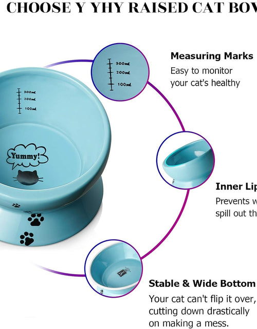 Load image into Gallery viewer, Elevated Cat Food Bowl, Raised Pet Food and Water Bowl, Cat and Small Dog Bowl, Tilted Ceramic Cat Water Bowl No Spill,15Oz, Dishwasher Safe
