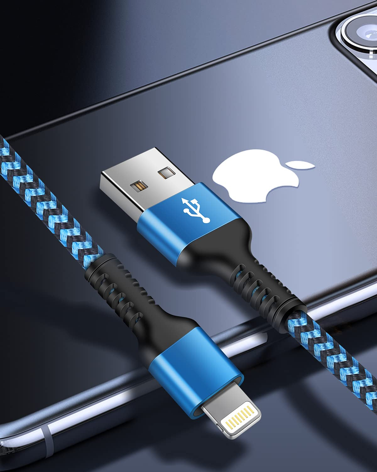 Rapid Charging Iphone Cable, Apple MFI Certified Extension Charging USB Wire, Long Braided Data Sync Transfer Power Line for Iphone 14 13 12 11 Pro Max/10/Xs/Xr/Se, USB to Lightning Cord 10FT | 2Pcs