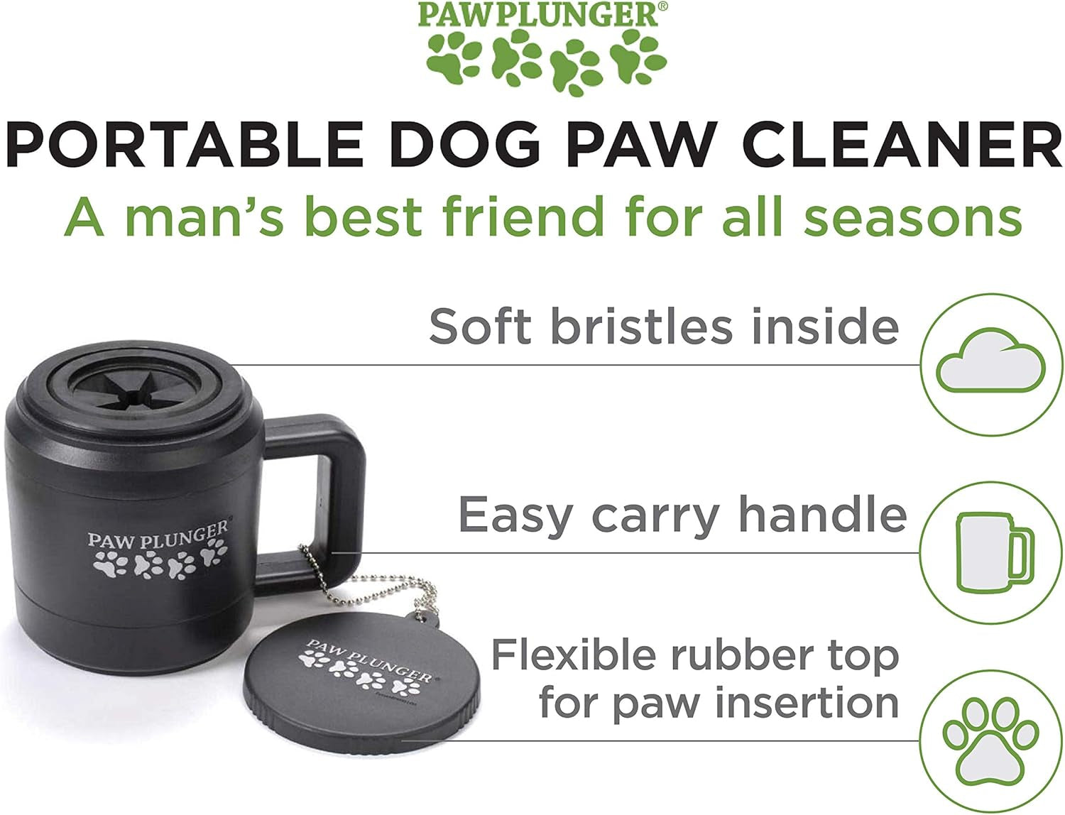 Paw Plunger – the Muddy Paw Cleaner for Dogs – Saves Carpet, Furniture, Bedding and Cars from Dirty Paw Prints – Use This Dog Paw Cleaner after Walks – Soft Bristles, Convenient Cup Handle