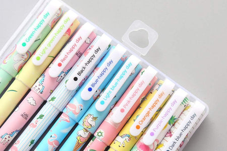 Cute Color Pens for Women  Colorful Gel Ink Pen Set Unicorn Flamingo Pens Multicolor Gel Ink Roller Ball Pens for Kids Girls Children Students Teens Gifts 10 Pcs (0.5 Mm)