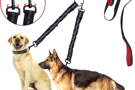 Dual Dog Leash, Double Dog Leash, 360° Swivel No Tangle Dog Walking Leash for 2 Dogs up to 200Lbs, Comfortable Adjustable Dual Padded Handles