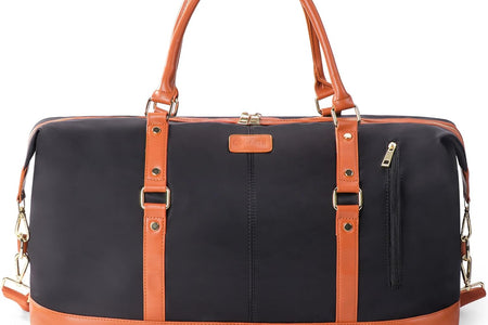 Duffle Bag Smooth Nylon Leather Weekender Overnight Travel Carry on Bag