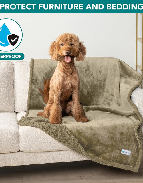 Load image into Gallery viewer, Waterproof Dog Blanket for Bed, Couch, Sofa | Waterproof Dog Bed Cover for Large Dogs, Puppies | Sherpa Fleece Pet Blanket Furniture Protector | Reversible Microfiber
