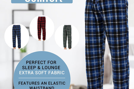 1Pack or 3Pack Mens PJ Pajama Pants Bottoms Fleece Lounge Pants Sleepwear Plaid Pjs with Pockets Microfleece