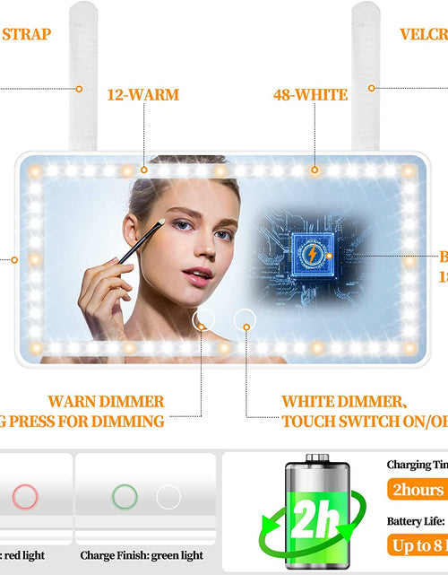 Load image into Gallery viewer, Car Sun Visor Vanity Mirror with Lights, Rechargeable Car Makeup Mirror Accessories, Birthday Gifts for Women Girl, 3 Light Modes, Dimmable Touch Led Screen, Universal for Car Truck
