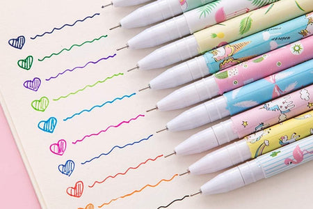 Cute Color Pens for Women  Colorful Gel Ink Pen Set Unicorn Flamingo Pens Multicolor Gel Ink Roller Ball Pens for Kids Girls Children Students Teens Gifts 10 Pcs (0.5 Mm)