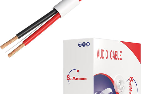 500FT 18/2 Speaker Wire CL2 Rated Indoor Low Voltage Copper Clad Aluminum (CCA) 18 Gauge 2 Conductors Cable with Easy Pull Box – Perfect for In-Wall Installation