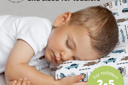 Toddler Pillow with Pillowcase - 13X18 My Little Dreamy Pillow, Organic Cotton Toddler Pillows for Sleeping, Kids Pillow, Travel Pillows, Mini Pillow, Nursery Pillow, Toddler Bed Pillow (Vroom)