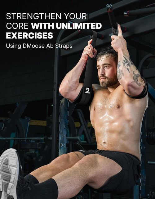 Load image into Gallery viewer, Hanging Ab Straps for Pull up Bar &amp; Core Strength Training - Soft Padded Exercise Straps for Ab Swing &amp; Leg Raises, Hang Bar Strap with 2 Steel Carabiners - Abs Equipment for Home &amp; Gym
