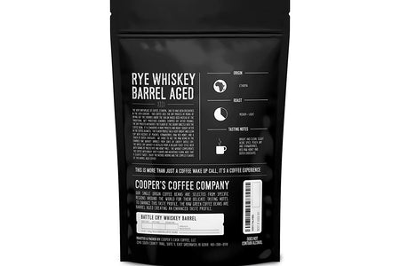 Rye Whiskey Barrel Aged Coffee, Single Origin Ethiopian Coffee Raw Beans Aged in Rye Whiskey Casks, Freshly Roasted 12 Oz Bags, Ground