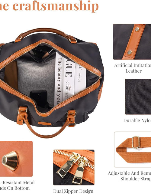 Load image into Gallery viewer, Duffle Bag Smooth Nylon Leather Weekender Overnight Travel Carry on Bag
