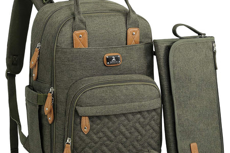 Diaper Bag Backpack with Portable Changing Pad, Pacifier Case and Stroller Straps, Large Unisex Baby Bags for Boys Girls, Multipurpose Travel Back Pack for Moms Dads, Army Green