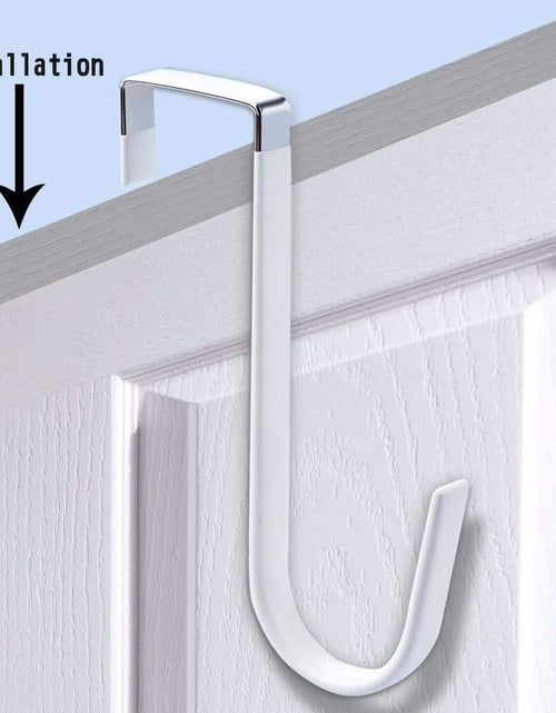 Load image into Gallery viewer, Over Door Hook White - 4Pack Soft Rubber Surface Design to Prevent Article Scratches,Single Door Hook for Bathroom,Kitchen,Bedroom,Cubicle,Shower Room Hanging Towel,Clothes,Pants,Shoe Bag,Coat
