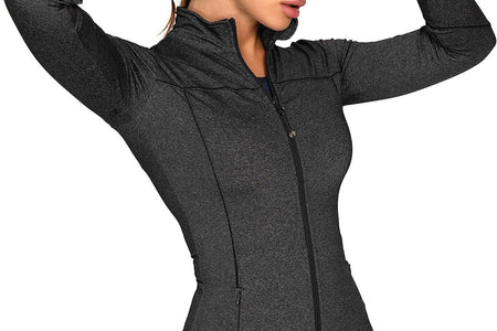 QUEENIEKE Running Jackets for Women, Cottony-Soft Full Zip Slim Fit Athletic Workout Jacket with Pockets