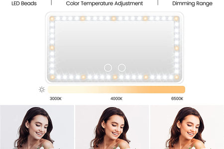 Car Sun Visor Vanity Mirror with Lights, Rechargeable Car Makeup Mirror Accessories, Birthday Gifts for Women Girl, 3 Light Modes, Dimmable Touch Led Screen, Universal for Car Truck