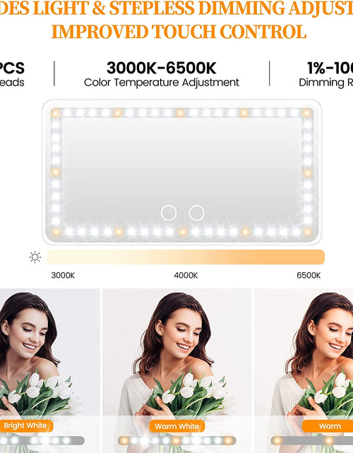 Load image into Gallery viewer, Car Sun Visor Vanity Mirror with Lights, Rechargeable Car Makeup Mirror Accessories, Birthday Gifts for Women Girl, 3 Light Modes, Dimmable Touch Led Screen, Universal for Car Truck
