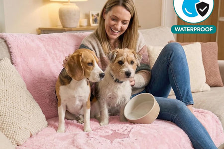 Fluffy Waterproof Dog Blanket Fleece | Soft Warm Pet Fleece Throw for Large Dogs and Cats | Fuzzy Plush Sherpa Throw Furniture Protector Sofa Couch Bed