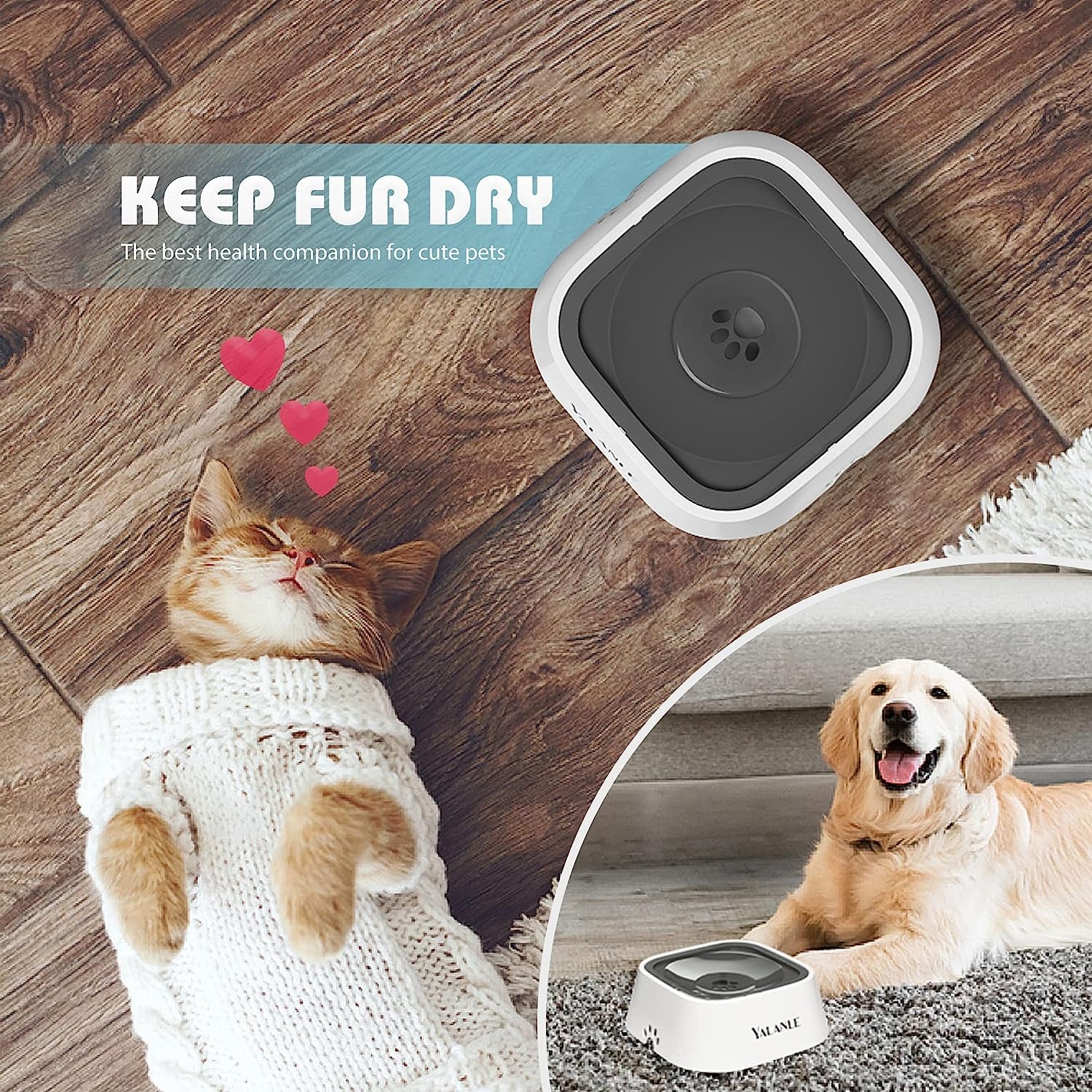 Dog Water Bowl No-Spill Pet Water Bowl Slow Water Feeder Dog Bowl No-Slip Pet Water Dispenser Vehicle Carried Dog Water Bowl for Dogs/Cats/Pets