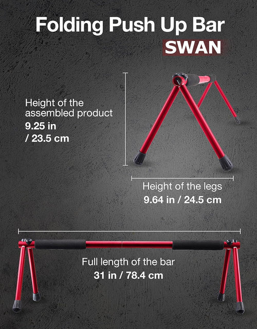 Load image into Gallery viewer, Push up Bar – Folding Dip Bar for Home Workout, Lightweight &amp; Portable Strength Training Equipment for Men &amp; Women, Indoor &amp; Outdoor Use (Hawk)
