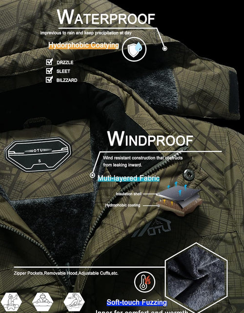 Load image into Gallery viewer, Men'S Waterproof Ski Jacket Snowboarding Windbreaker Warm Winter Hooded Mountain Snow Coat
