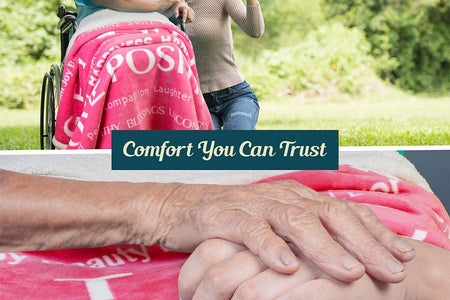 Healing Blanket, Get Well Soon Gift, Soft Hug Compassion Sherpa Throw Blanket for Women Men, Comfort Caring Inspirational Patient Blanket, Positive Thoughts Prayer Throw, Pink