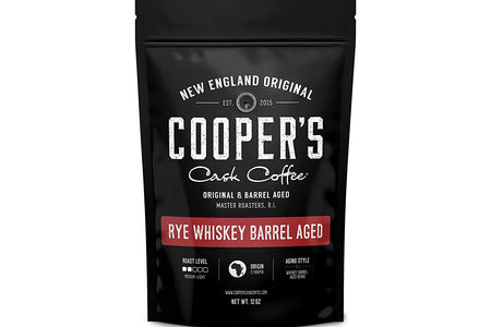 Rye Whiskey Barrel Aged Coffee, Single Origin Ethiopian Coffee Raw Beans Aged in Rye Whiskey Casks, Freshly Roasted 12 Oz Bags, Ground
