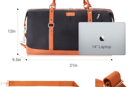 Duffle Bag Smooth Nylon Leather Weekender Overnight Travel Carry on Bag