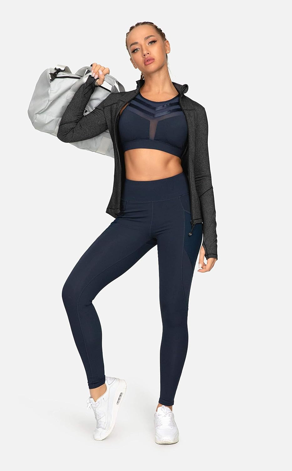 QUEENIEKE Running Jackets for Women, Cottony-Soft Full Zip Slim Fit Athletic Workout Jacket with Pockets