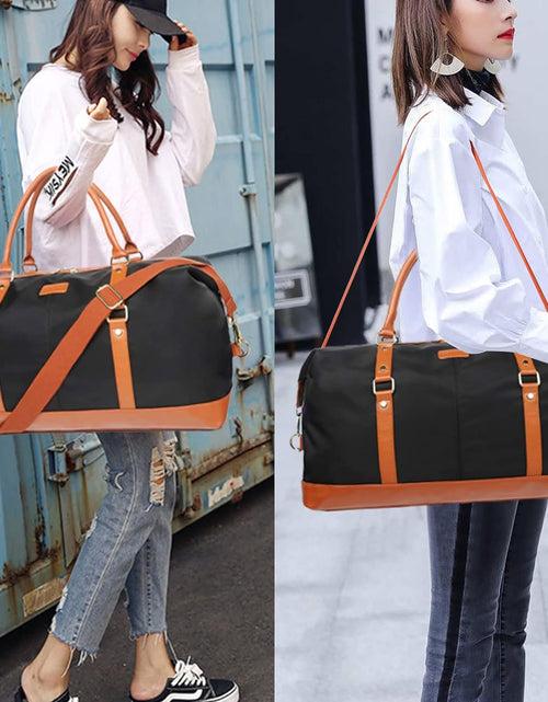 Load image into Gallery viewer, Duffle Bag Smooth Nylon Leather Weekender Overnight Travel Carry on Bag
