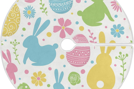 Easter Tree Skirt Easter Bunny Christmas Tree Skirt for Easter Day Holiday Party Home Decoration 36 Inch