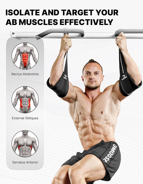 Load image into Gallery viewer, Hanging Ab Straps for Pull up Bar &amp; Core Strength Training - Soft Padded Exercise Straps for Ab Swing &amp; Leg Raises, Hang Bar Strap with 2 Steel Carabiners - Abs Equipment for Home &amp; Gym
